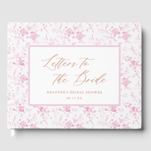 Buchstaben an das Bride Pink Toile Brautparty Gästebuch (Vorderseite)