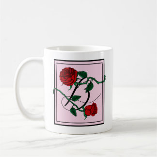 Buchstaben B Monogramm mit roten Rosen Kaffeetasse