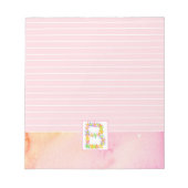 Buchstaben B Monogramm Pink Blume Notizblock (Vorderseite)
