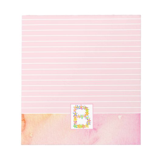 Buchstaben B Monogramm Pink Blume Notizblock (Vorderseite)