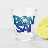Buchstaben "BONSAI" mit Bonsai-Baum-Shotglas Schnapsglas (Vorderseite)