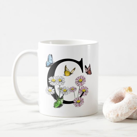 Buchstaben C: Botanisches Breitengrab Kaffeetasse (Mit Donut)