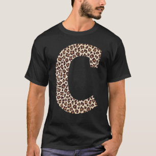 Buchstaben C Leopard-Skin-Druckmuster Anfangsname  T-Shirt