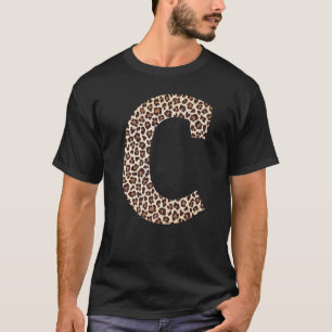 Buchstaben C Leopard-Skin-Druckmuster Anfangsname  T-Shirt