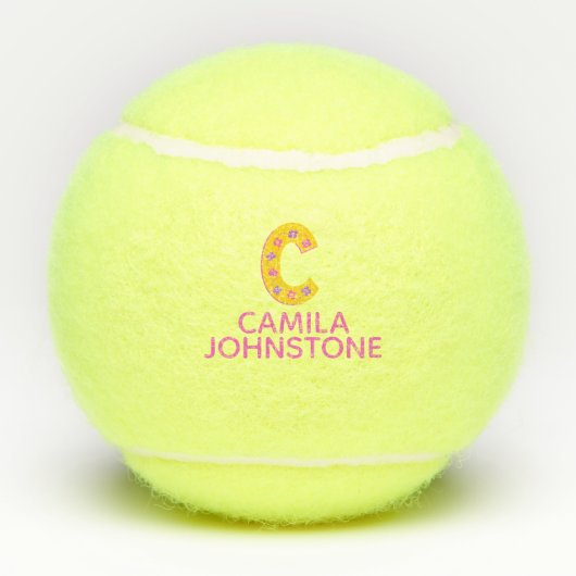 Buchstaben C, monogramm, Mädchen, personalisiert,  Tennisbälle (Rückseite)