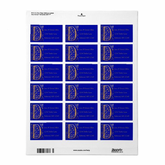 Buchstaben "D" Adressaufkleber (Vorne)