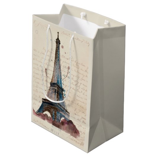 Buchstaben der Bestimmungsort-| vom Eiffelturm Mittlere Geschenktüte (Rückseite Schrägansicht)