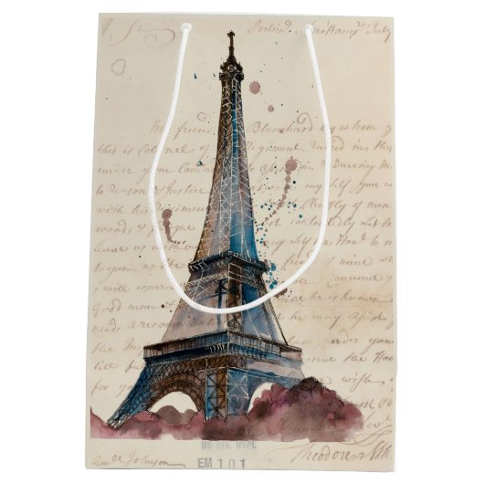 Buchstaben der Bestimmungsort-| vom Eiffelturm Mittlere Geschenktüte (Rückseite)