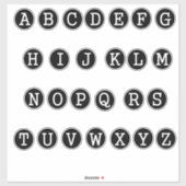Buchstaben des Alphabet-Schreibmaschinenstils Aufkleber (Blatt)