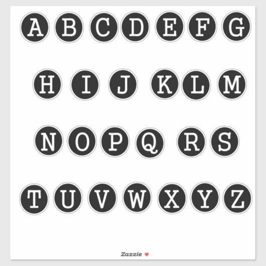 Buchstaben des Alphabet-Schreibmaschinenstils Aufkleber (Blatt)