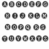 Buchstaben des Alphabet-Schreibmaschinenstils Aufkleber (Vorderseite)