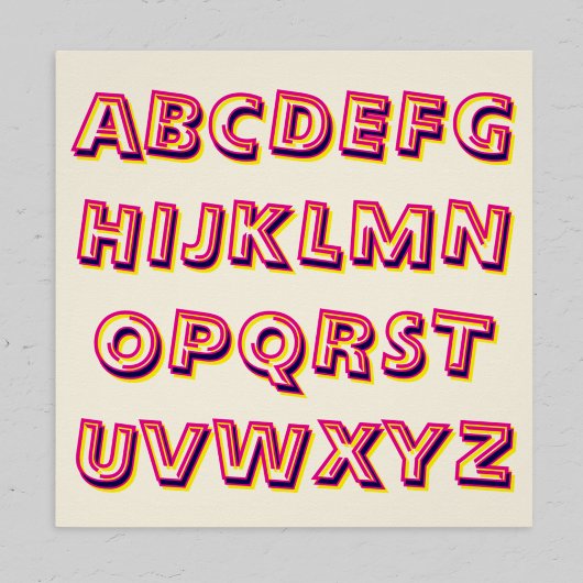 Buchstaben des Alphabets Retro Cool Alphabetisieru Poster