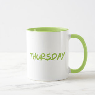 Buchstaben-Design Donnerstag in Grün Tasse