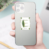 Buchstaben E Botanische Grüne Blätter - Monogramm  Aufkleber (Telefon)