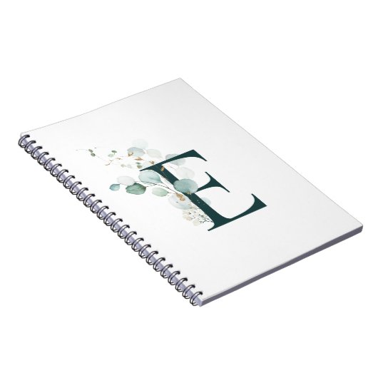 Buchstaben E Eukalyptus und Gold Mit Monogramm Notizblock (Rechte Seite)