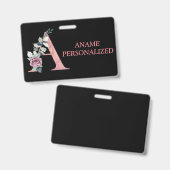 Buchstaben eines Monogrammes mit floralen Buchstab Ausweis (Vorder- & Rückseite)