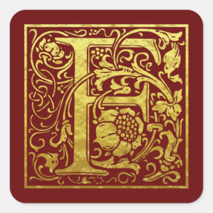 Buchstaben F Imitate mit dem ersten Buchstaben Gol Quadratischer Aufkleber