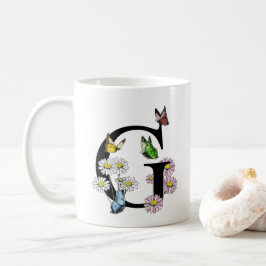 Buchstaben G Botanisches Farbenschmetterlingsmonog Kaffeetasse