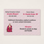 Buchstaben G der Informationskarte für Notfälle vo (Rückseite)