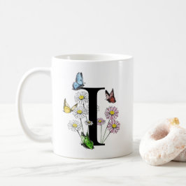 Buchstaben I Botanisches Farbenschmetterlingsmonog Kaffeetasse