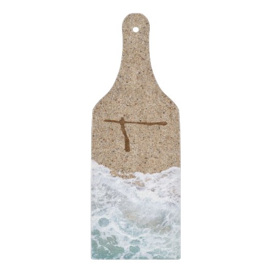 BUCHSTABEN IM SAND T SCHNEIDEBRETT (Vorderseite)