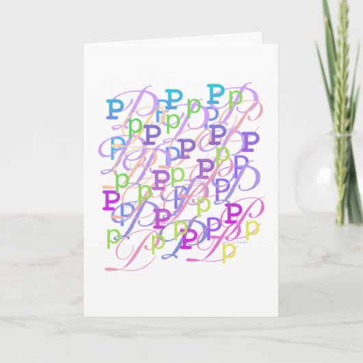 Buchstaben Konfetti "P" Karte (Vorderseite)