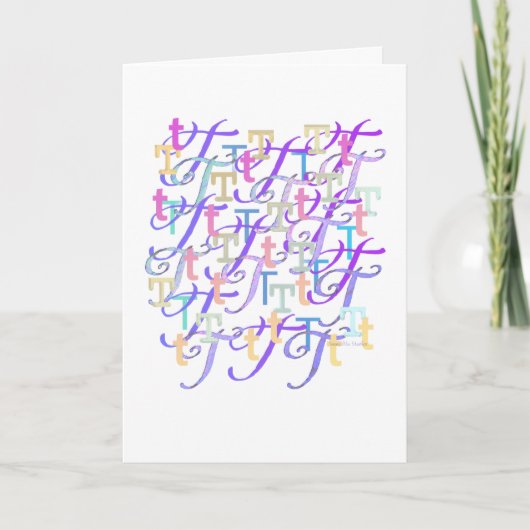 Buchstaben Konfetti "T" Karte (Vorderseite)