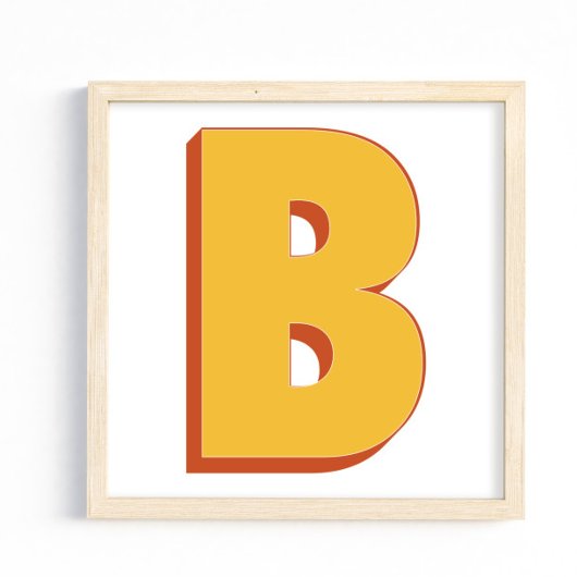Buchstaben-Kunstposter, B-Monogramm, fette Typ-Ini Poster