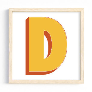 Buchstaben-Kunstposter, D-Monogramm, fette Type-In Poster