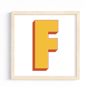 Buchstaben-Kunstposter, F-Monogramm, fetter Anfang Poster