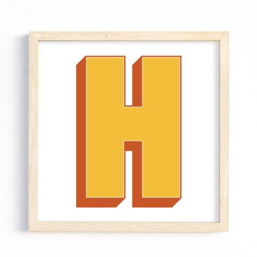 Buchstaben Kunstposter, H Monogramm, Fette Type In Poster