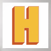 Buchstaben Kunstposter, H Monogramm, Fette Type In Poster (Vorne)