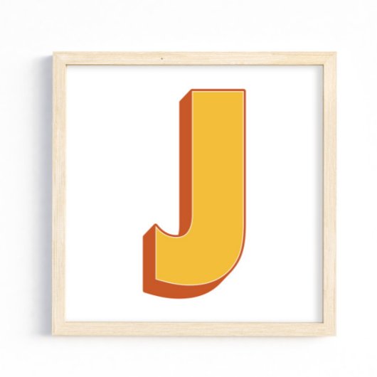 Buchstaben-Kunstposter, J-Monogramm, fette Initial Poster