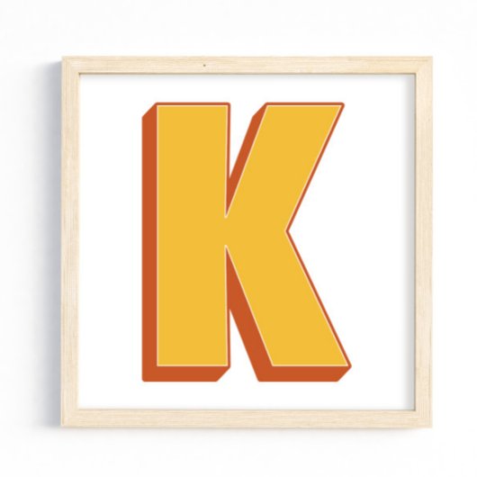 Buchstaben-Kunstposter, K-Monogramm, fette Type In Poster