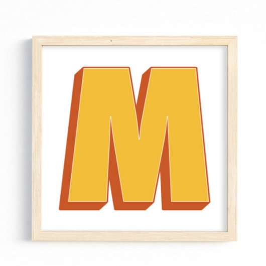 Buchstaben-Kunstposter, M-Monogramm, fette Type In Poster