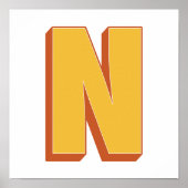 Buchstaben-Kunstposter, N-Monogramm, fette Type In Poster (Vorne)
