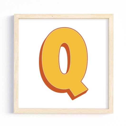 Buchstaben-Kunstposter, Q-Monogramm, fette Type In Poster