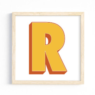 Buchstaben-Kunstposter, R-Monogramm, fette Type In Poster
