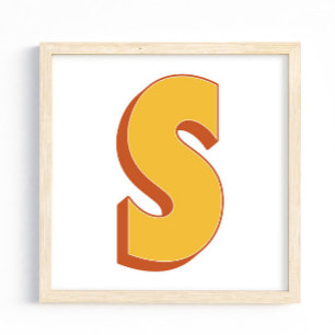 Buchstaben-Kunstposter, S-Monogramm, fette Initial Poster