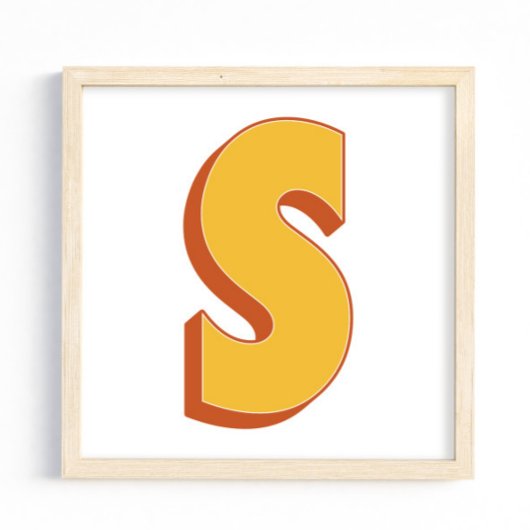 Buchstaben-Kunstposter, S-Monogramm, fette Initial Poster