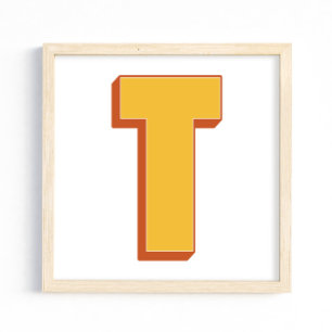 Buchstaben-Kunstposter, T-Monogramm, fette Type In Poster