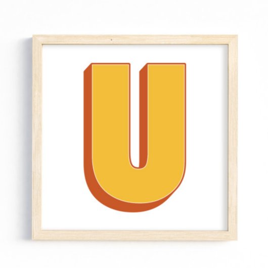 Buchstaben-Kunstposter, U-Monogramm, fette Type In Poster
