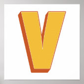 Buchstaben-Kunstposter, V-Monogramm, fette Initial Poster (Vorne)