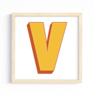 Buchstaben-Kunstposter, V-Monogramm, fette Initial Poster