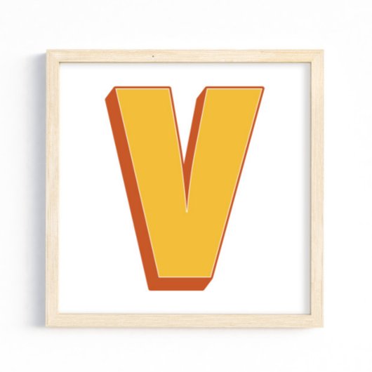 Buchstaben-Kunstposter, V-Monogramm, fette Initial Poster