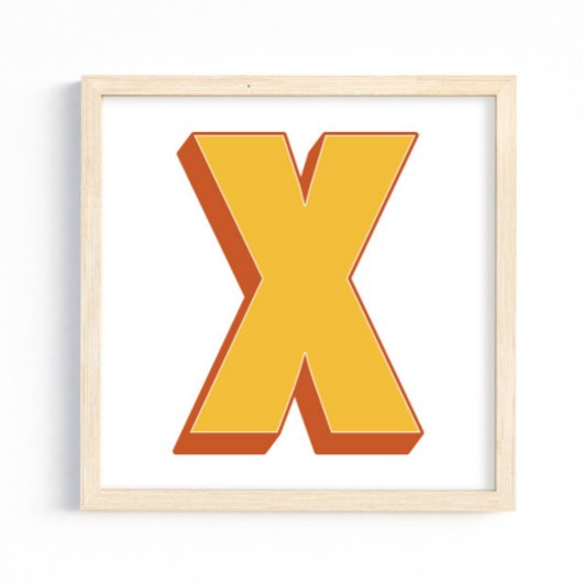 Buchstaben-Kunstposter, X-Monogramm, fette Typinit Poster