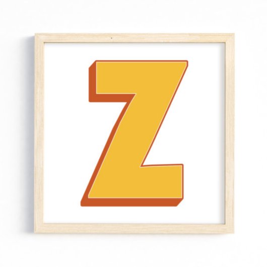 Buchstaben-Kunstposter, Z-Monogramm, fette Type In Poster