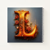 Buchstaben (L) mit rosa Rosen Notizblock (Rückseite)