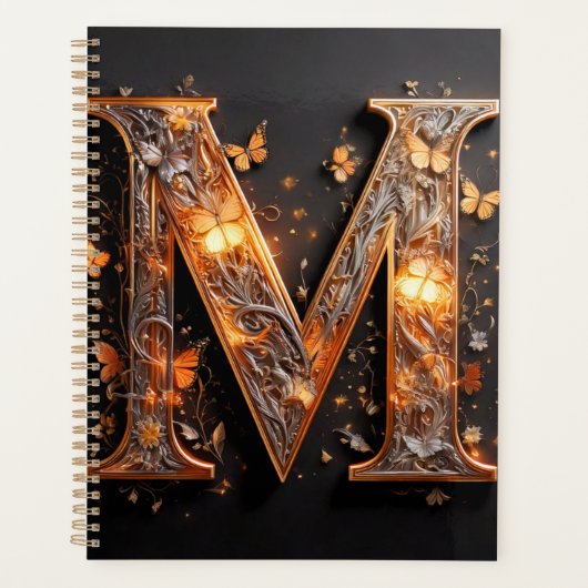 Buchstaben (M) mit Blume und Schmetterlingen Planer (Vorderseite)