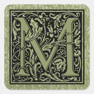 Buchstaben M Monogramm Quadratischer Aufkleber